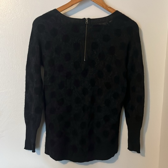 Halogen 100% Cashmere Black & Charcoal Gray Polka Dot Sweater w Zip Back Sz S - Picture 9 of 9